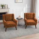 UIXE Accent Chairs Set of 2, Velvet Upholstered Armchair for Living Room, Modern Club Arm Chairs Comfy Single Sofa Button Tufted Bedroom Reading Seat - Orange by CozyNest Decor