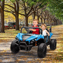 24V 2 Seater Ride On Car Truck, Power Wheels Kids UTV w/Parent Remote Control, 3.1 MPH Max Speed, Music Player, LED Lights & Storage, Electric Vehicle Ride On Toy for Kids Toddler Ages 3-8, Blue by TinyTreasures Baby Boutique