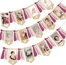 pinkblume 1st Birthday Burlap Photo Banner Garland Handmade Felt from Newborn to 12 Months with Gradient Dusty Pink Ribbon for Baby Girl First Birthday Monthly Milestones Party Decorations Supplies by TinyTreasures Baby Boutique