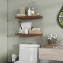 Heimlove 24 inch Floating Shelves for Wall,9.3 inch deep Brown Bathroom Over Toilet Shelf,Wall Mounted Rustic Wood Shelves for,Bedroom,Living Room,Kitchen,Office Decor Set of 2-Brown by CozyNest Decor
