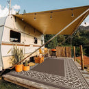 GENIMO Outdoor Rug Waterproof for Patio, 10'x14' Foldable Reversible Plastic Straw Carpet for Travel Trailers, Outside Area Mat for Rv, Deck, Picnic, Porch, Camper, Balcony, Beach, Coffee & Beige by CozyNest Decor