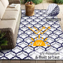 OLANLY Reversible Outdoor Rug 8x10 ft Clearance, Waterproof Outdoor Plastic Straw Rug with Interlacing Pattern, RV Mat for Patio, Camping, Balcony, Deck, Backyard, Navy & White by CozyNest Decor