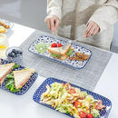 Selamica Ceramic Serving Platters, 14 Inch Serving Trays for Party Entertaining, Large Rectangular Serving Plates for Appetizer, Charcuterie, Dessert, Fruit, Set of 4, Vintage Blue by CozyNest Decor