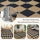 Lahome Checkered Easy Jute 5x7 Area Rugs, Washable Outdoor Patio Rug for Living Room Diamond Indoor Outdoor Carpet, Farmhouse Geometric Non Slip Black Carpet for Backyard Dining Room by CozyNest Decor