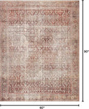 Loloi Layla Collection LAY-11 Cinnamon/Sage 5'-0" x 7'-6" .13" Thick Area Rug, Soft, Durable, Vintage Inspired, Distressed, Low Pile, Non-Shedding, Easy Clean, Printed, Living Room Rug by CozyNest Decor