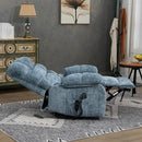 Lay Flat Recliner with Vibration Massage and Lumbar Heating, 26'' Wide Chair with Infinite Position and 2 Remote Controls, Soft Chenille Lift for Living Room, Grayish Blue by CozyNest Decor
