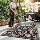 OLANLY Waterproof Outdoor Rug 5x8 ft, Outdoor Plastic Straw Rug with Flower Pattern, Reversible RV Mat for Patio, Camping, Balcony, Deck, Backyard, Black & Beige by CozyNest Decor