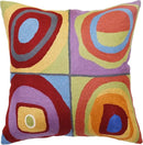 Kandinsky Modern Pillow Cover - Quadrate II | Mid Century Chair Cushions | Abstract Pillows | Contemporary Pillowcase | Modern Accent Pillows | Hand Embroidered Cushion | Wool Size 18x18 by CozyNest Decor