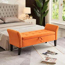 Furniliving 51 Inch Storage Bench for Living Room, Upholstered Bench Ottoman with Velvet Fabric, Modern Entryway Bench with Woodern Legs for Bedroom, Living Room, Shoe Storage & Seating, Orange by CozyNest Decor
