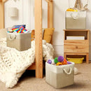 SIMPLE HOUSEWARE Fabric Storage Cubes, 13" x 13" Storage Bin, 3 Pack, Beige by CozyNest Decor