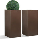 Large Planter for Outdoor Plant 14Lx14Wx30H Inches Metallic Heavy Tall Planter Box for Outdoor & Indoor, Rectangular Flowerpot 25Lbs/PC, Espresso, No Assembly and Seamless, Set of 2 by CozyNest Decor