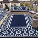 Outdoor Rug 8x10 Patio Camping Carpet Waterproof Mat Blue Outside Plastic Area Rug Reversible Rugs for RV Deck Entryance Porch Picnic Balcony Beach(8x10ft Navy Blue&White) by GreenHaven Gardens
