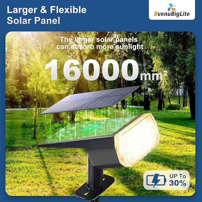 Waterproof Solar Lights Outdoor: IP65 Led Spot Light Decorations for Garden - 3 Lighting Modes Solar Powered for Yard - Dust to Dawn Uplighting Landscape Pathway Drive Patios 6PC Warm, photo 3 of 8