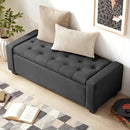 48" Ottoman with Storage, Storage Ottoman Bench with Safety Hinge, Upholstered Entryway Bench with Seating for Bedroom, Living Room, Holds up to 330 lb, Dark Gray by CozyNest Decor