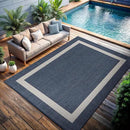 CAMILSON Outdoor Rug 9x12, Large Modern Outside Rugs for Patios Porches Waterproof Durable Washable Non-Shedding, Easy-to-Clean Indoor Outdoor Area Carpet (9 x 12, Bordered - Blue/White) by CozyNest Decor