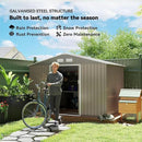 Outsunny 9' x 6' Outdoor Storage Shed, Garden Tool Metal Shed with Foundation Kit, Double Lockable Door, Air Vents and Sloping Roof, for Backyard, Patio, Lawn, Light Brown by GreenHaven Gardens