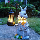Rabbit Solar Lights Lantern Garden Statues with Succulent and 4 LED Lights - Outdoor Bunny Welcome Figurines Decorations for Patio Yard Lawn Ornaments Gifts for Birthday Easter Housewarming by CozyNest Decor