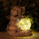 Garden Outdoor Dragon Statue Holding Solar Magic Orb LED Light Resin Adorable Baby Dragon Figurines for Patio Balcony Yard Lawn Garden Unique Housewarming Gift for Mom Grandma by GreenHaven Gardens