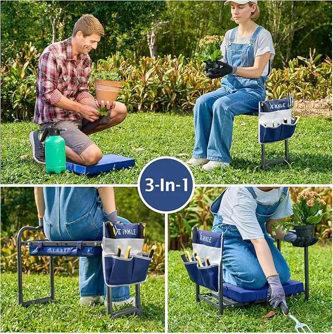 ikkle 838LB+ Capacity Garden Kneeler and Seat - Ultra Heavy Duty Stool Bench with Thick Soft Pad, Gift for Gardeners, photo 8 of 9