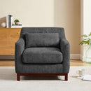 Extra Deep Accent Chair, Comfy Fabric Armchair with Wood Base, Upholstered Single Sofa Chair for Living Room & Bedroom, Boucle Dark Gray by CozyNest Decor