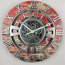 The Gears Clock Real Moving Gear Wall Clock England Line (Red Lava, 24 inches (60 cm)) by CozyNest Decor