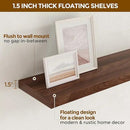 24 x 9 Floating Shelves, 9 Inch Deep Floating Shelf Wall Mounted, 24 Inch Bathroom Shelves Set of 2, Rustic Wood Wall Shelf for Bedroom, Living Room, Walnut Color by CozyNest Decor