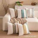 Boho Chenille Tufted Couch Throw Pillow Covers 18x18 Inch Set of 2 Farmhouse Striped Decorative Pillow Covers Accent Neutral Pillowcase Grey Yellow Cushion Cover for Living Room Sofa Bed by CozyNest Decor