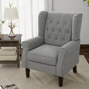 Accent Chair, Upholstered Armchair with Button Tufted High Back & Solid Wood Legs, Comfy Wingback Reading Single Sofa Chair for Small Spaces, Living Room, Bedroom (Light Grey, Set of 1) by CozyNest Decor