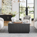 Lift Top Coffee Table with Storage, Modern Coffee Table with Arched Design, 31.5" Square Tea Table with Wood Grain, Minimalist Multifunctional Center Table for Living Room, Office, Black by CozyNest Decor