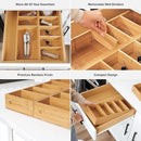 Premium Kitchen Utensils and Junk Drawer Organizer – Small 5-Compartment Design with 4 Removable Dividers, Non-Slip Feet, 100% Sustainable Bamboo, 2 Pack by CozyNest Decor