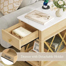 YITAHOME Farmhouse End Table Set of 2, Side Table with Power Outlets, Nightstand with Drawer and Open Storage, Rustic End Table for Living Room, Sleeping Room, Natural Walnut by CozyNest Decor