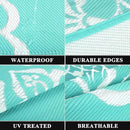 Pauwer Waterproof Outdoor Rug 6x9, Reversible Plastic Straw Patio Camping Rug, Indoor Outdoor RV Mat Carpet for Deck, Camper, Porch, Balcony, Backyard, Picnic, Boho Light Blue by GreenHaven Gardens