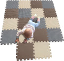 MQIAOHAM® 18 Pieces Puzzle Play Mats, Soft Baby Play Mat, Kids Interlocking Foam Floor Tiles, Toddlers Carpet Playmats G301018-106110112 by TinyTreasures Baby Boutique