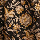 Bohemian Floral Cotton Throw Blanket with Tassels | 48x70 Inch Handblock Printed Sofa Throw | Black & Gold Decorative Bed Cover | Lightweight Couch Throw for Living Room & Bedroom by CozyNest Decor