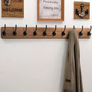 Dseap Wall Mounted Coat Rack: 38-1/4" Long, Patented, Heavy-Duty, 10-Double-Hooks Wooden Hanger Rail for Winter Coats, Hat, Jacket, Clothing - Natural & Black by CozyNest Decor