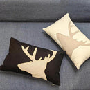 Lumbar Pillow Covers 12x20 Inches Black Decorative Cotton Linen Deer HeadThrow Lumbar Waist Embroidered Cushions Covers for Couch Sofa Bedroom by CozyNest Decor