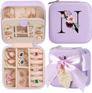 AYGXU Travel Jewelry Box for Women and Girls - Small Case With Initial A-Z - Teacher Gifts by TinyTreasures Baby Boutique