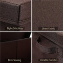 HOONEX Linen Foldable Storage Bins with Lids, 2 Pack, Storage Boxes with Carrying Handles and Sturdy Heavy Cardboard, 16.5" L x 11.8" W x 7.5" H for Shoes, Clothes, Brown by TinyTreasures Baby Boutique