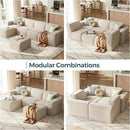 LINSY HOME Modular Sectional Sofa, 134" Boneless Couch L Shaped 4-Seat Sofa with Movable Ottoman, Corduroy Sectional Cloud Couches for Living Room, No Assembly Required, Beige by CozyNest Decor