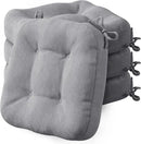 Codi Dining Chair Cushions 4 Pack, Thick Chairs Pads for Indoor Kitchen Room - Washable, Non-Slip Seat Cushion with Ties, 16.5"x16.5"x 3.5", Set of 4, Grey by CozyNest Decor