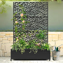 Raised Garden Bed with Trellis and Wheels,73"x47"x16" Metal Raised Garden Bed,Black Flowing Leaf Metal Planter with Climbing Trellis for Vines & Vegetables by GreenHaven Gardens