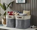 DECOMOMO Extra Large Storage Baskets 54.5L Fabric Storage Bins for Organizing Linen Closet, Toys, Nursery (Slate Grey and White, XXXL - 3 pack) by CozyNest Decor