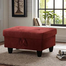 Ottoman Rectangular Storage Ottoman Bench, Flannel Footrest Stool Footstool with Lid for Living Room, Bedroom, Entryway, Red, 28.5"x19"x17.5" by CozyNest Decor