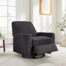 Power Swivel Glider Recliner Chair, Electric Nursery Rocker Recliner Chair, USB & Type-C Charger, Charcoal Gray Boucle by TinyTreasures Baby Boutique