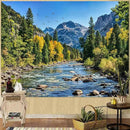 AMM Nature Forest Mountain Tapestry Green Pine Tree Tapestry for Bedroom Aesthetic Flowing River Landscape Tapestries Wall Hanging Bird Decor for Living Room Classroom Dorm Office by CozyNest Decor