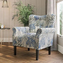BELLEZE Modern Accent Chair for Living Room, High Back Linen Armchair with Wooden Legs, Upholstered Wingback Side Chair Padded Armrest Single Sofa for Living Room, Bedroom - Allston (Blue Coral) by CozyNest Decor