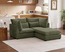Oversized Modular Sofa, Extra Deep Cloud Corduroy Sectional Couch with Ottoman Chaise, Fluffy Chenille L-Shaped Sofas for Living Room, Villa (Loveseat+Ottoman, Chenille Green) by CozyNest Decor