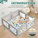 Baby Play Mats for Floor, 47x47 Playpen Mat for Babies, Extra Thicker & Soft Floor Crawling Mat, Foldable Non-Slip Playmat Cushioned for Infants Toddlers, Cute Animal Design by TinyTreasures Baby Boutique