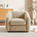 Modern Accent Chair for Living Room, Upholstered Armchair with Linen Fabric, Single Sofa Chair with Solid Wood Legs, Boucle, Camel by CozyNest Decor