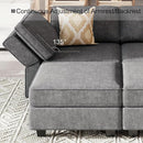 Belffin Modular Sectional Sleeper Sofa Bed Convertible Sectional Couches for Living Room. Dark Gery Couch by CozyNest Decor